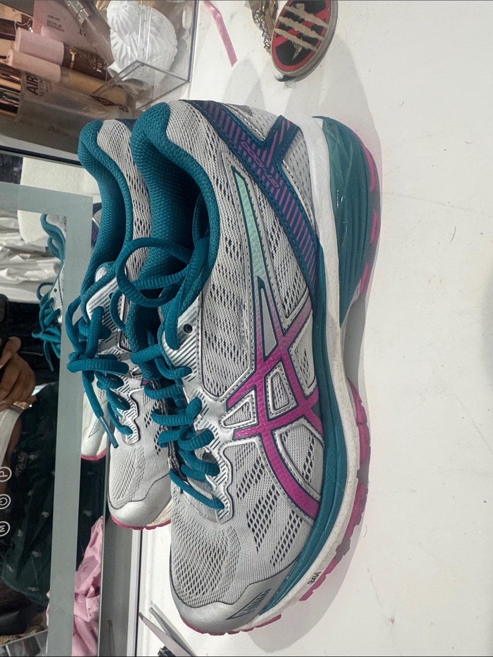 Asics Women's White, Teal & Pink Running Sneakers